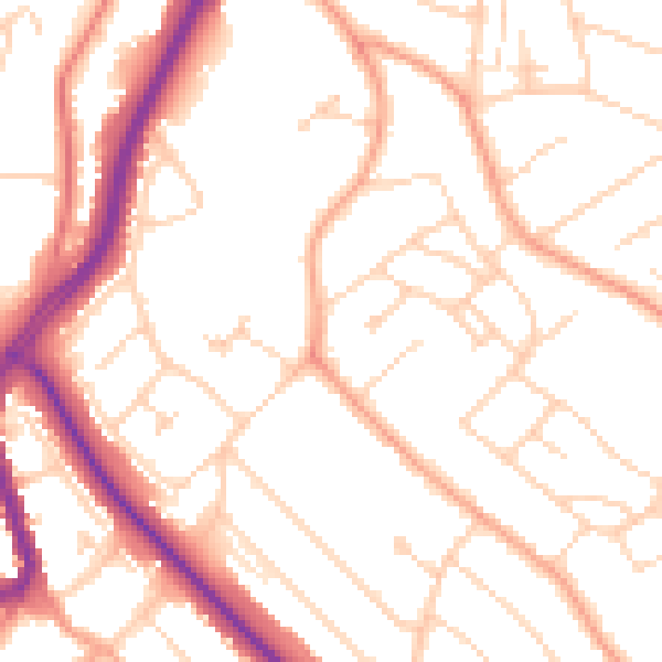Daytime road noise heatmap for LU2 9DG