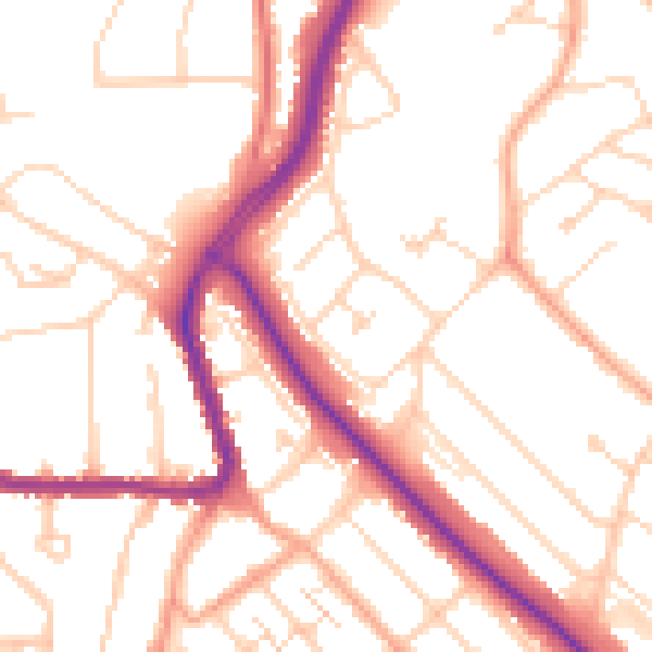 Daytime road noise heatmap for LU2 9DN