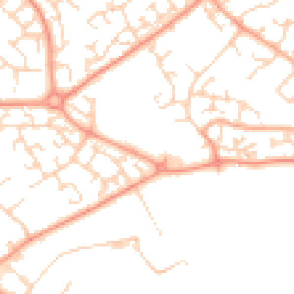Daytime road noise heatmap for LU2 9DT