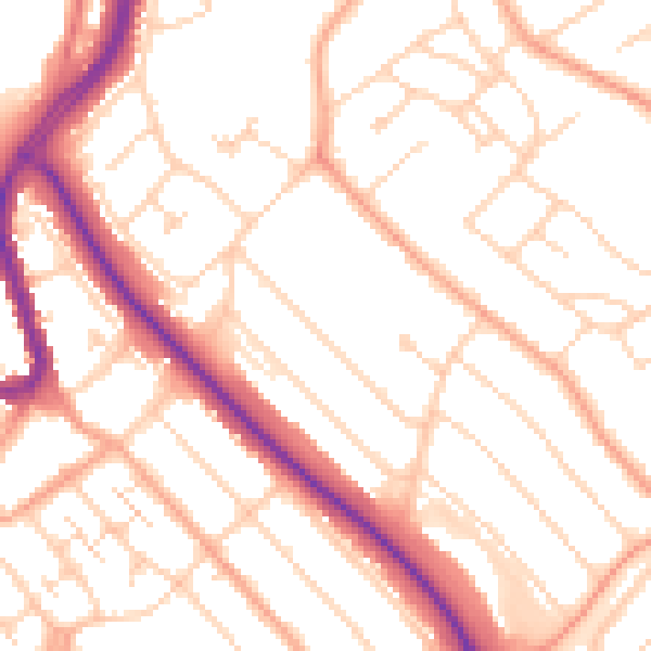 Daytime road noise heatmap for LU2 9EB