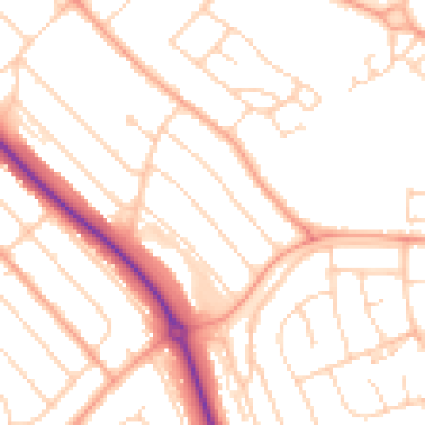 Daytime road noise heatmap for LU2 9EP