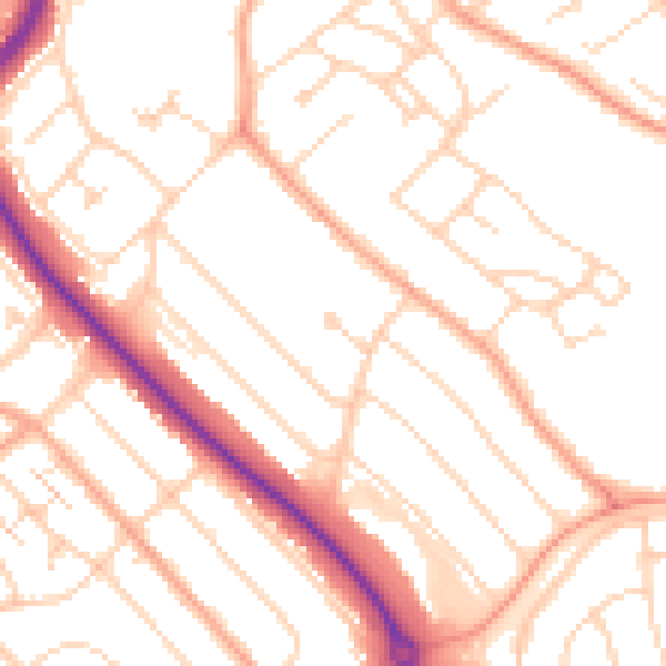 Daytime road noise heatmap for LU2 9EQ