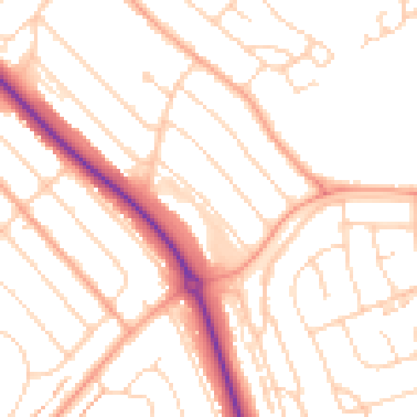 Daytime road noise heatmap for LU2 9ES