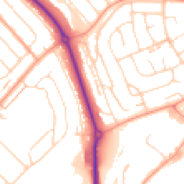 Daytime road noise heatmap for LU2 9ET