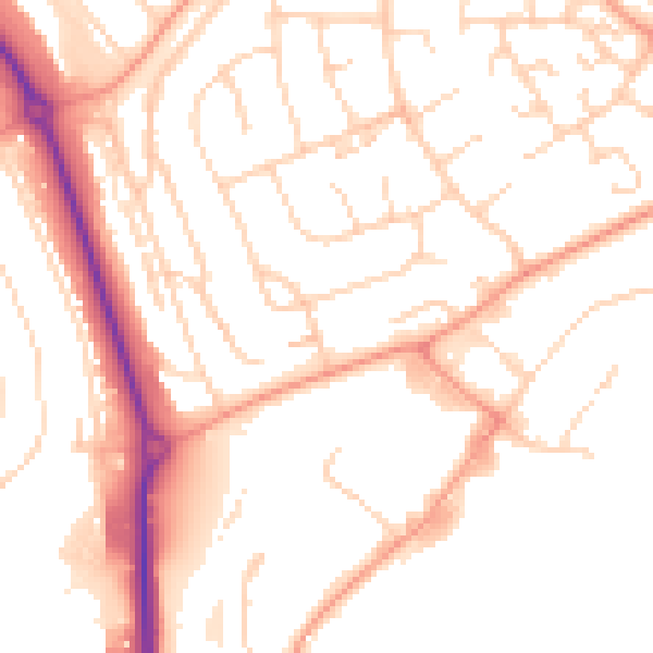 Daytime road noise heatmap for LU2 9HF