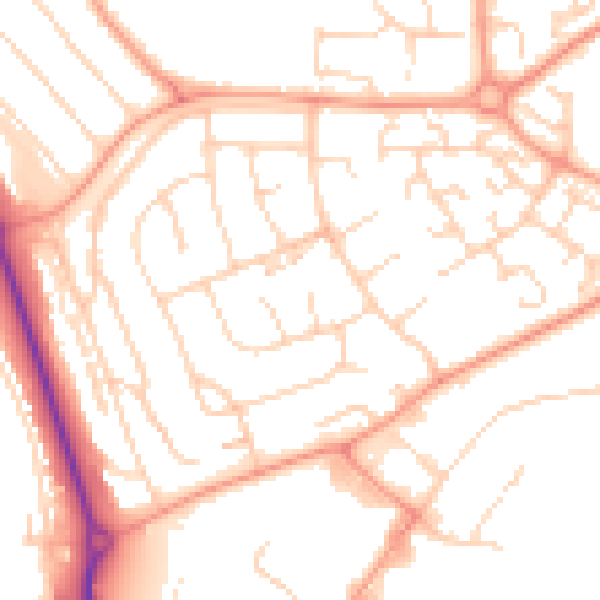 Daytime road noise heatmap for LU2 9HW