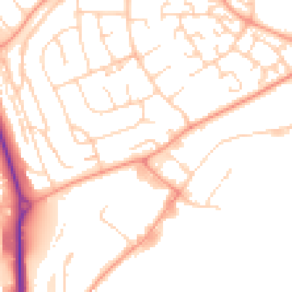 Daytime road noise heatmap for LU2 9JD