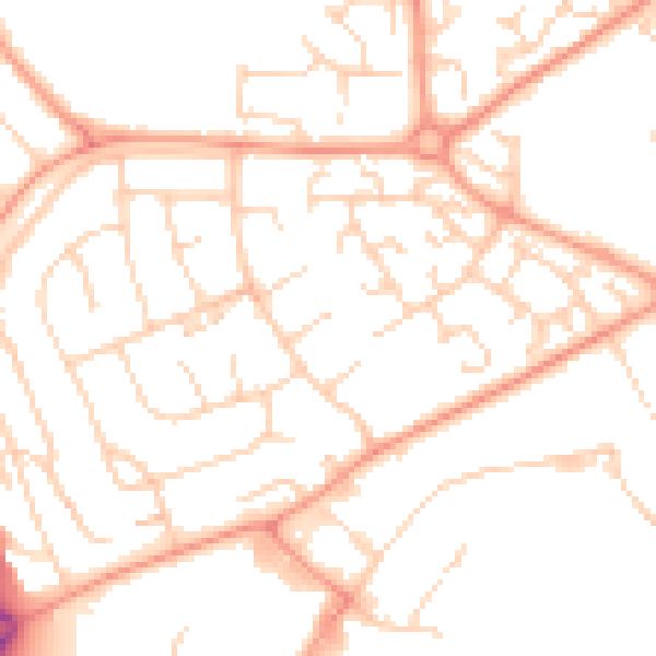 Daytime road noise heatmap for LU2 9JN