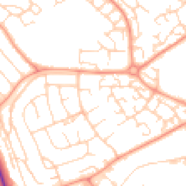 Daytime road noise heatmap for LU2 9JP