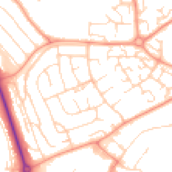 Daytime road noise heatmap for LU2 9JR