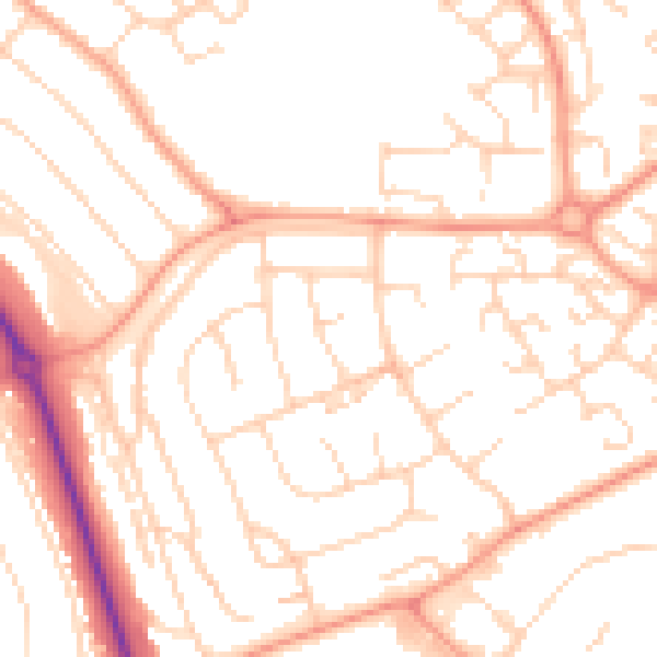 Daytime road noise heatmap for LU2 9JU