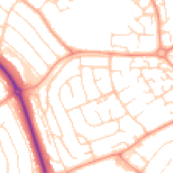 Daytime road noise heatmap for LU2 9JY