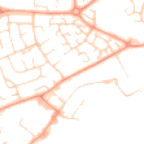 Daytime road noise heatmap for LU2 9LB
