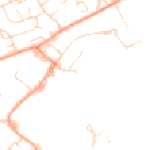 Daytime road noise heatmap for LU2 9NQ