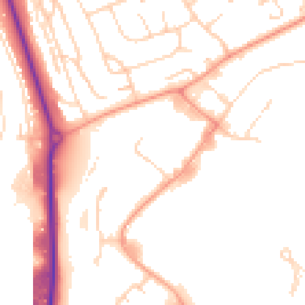 Daytime road noise heatmap for LU2 9PB