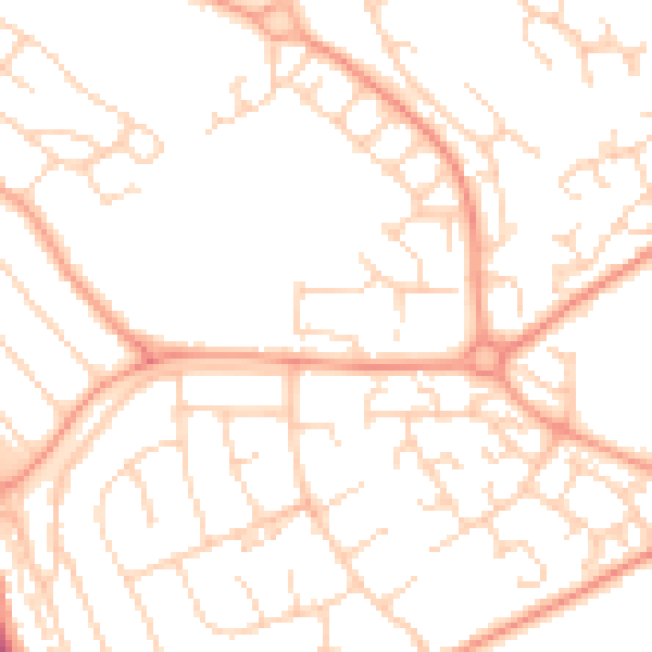 Daytime road noise heatmap for LU2 9RA