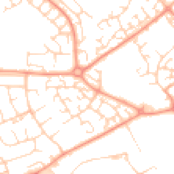 Daytime road noise heatmap for LU2 9SA