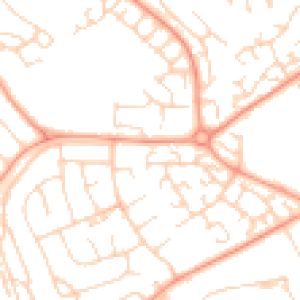 Daytime road noise heatmap for LU2 9SF