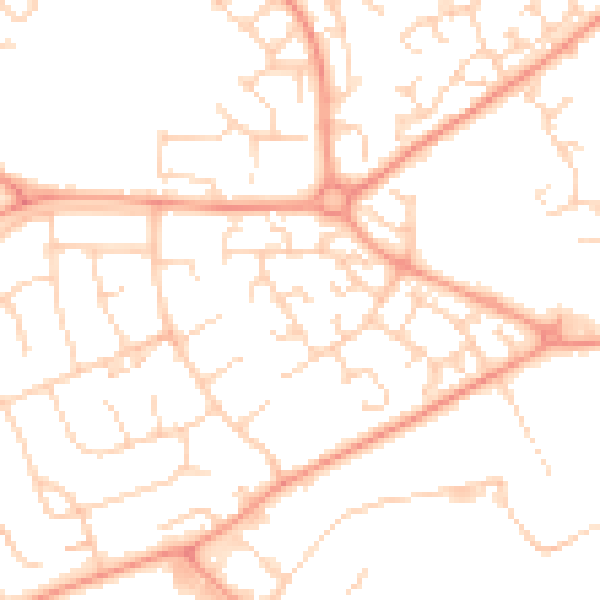 Daytime road noise heatmap for LU2 9SL
