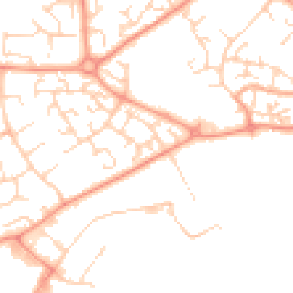Daytime road noise heatmap for LU2 9SS