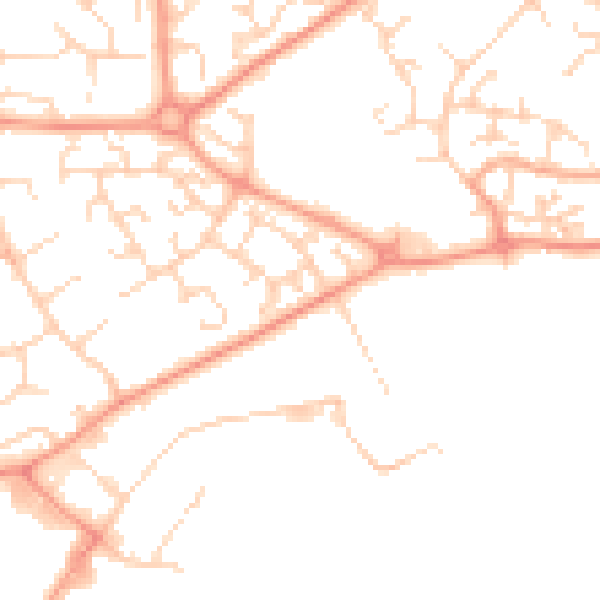 Daytime road noise heatmap for LU2 9ST