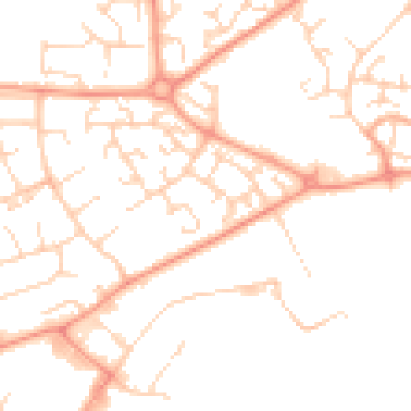 Daytime road noise heatmap for LU2 9SU