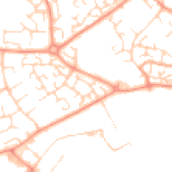 Daytime road noise heatmap for LU2 9SY