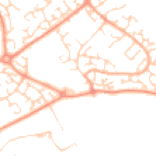 Daytime road noise heatmap for LU2 9TR