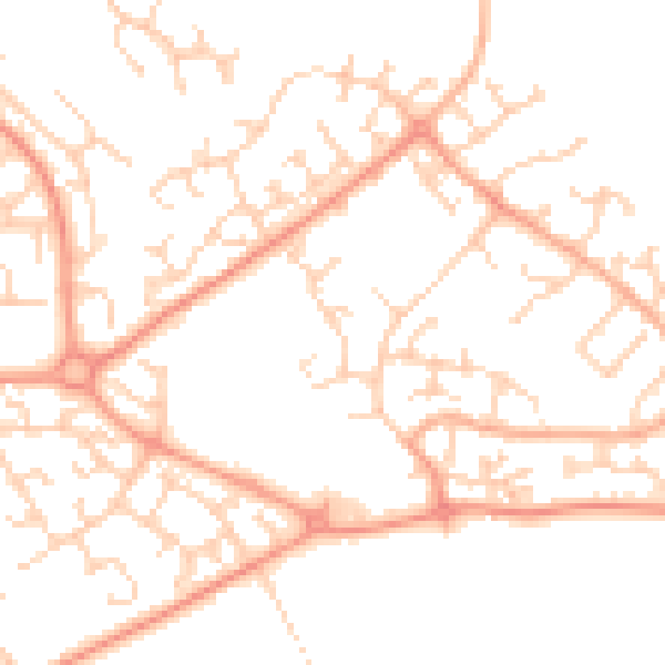 Daytime road noise heatmap for LU2 9TU