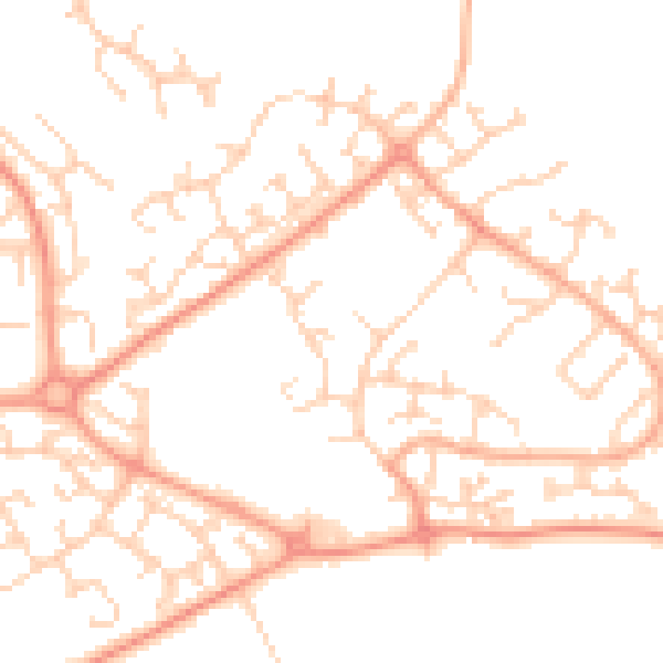 Daytime road noise heatmap for LU2 9TY