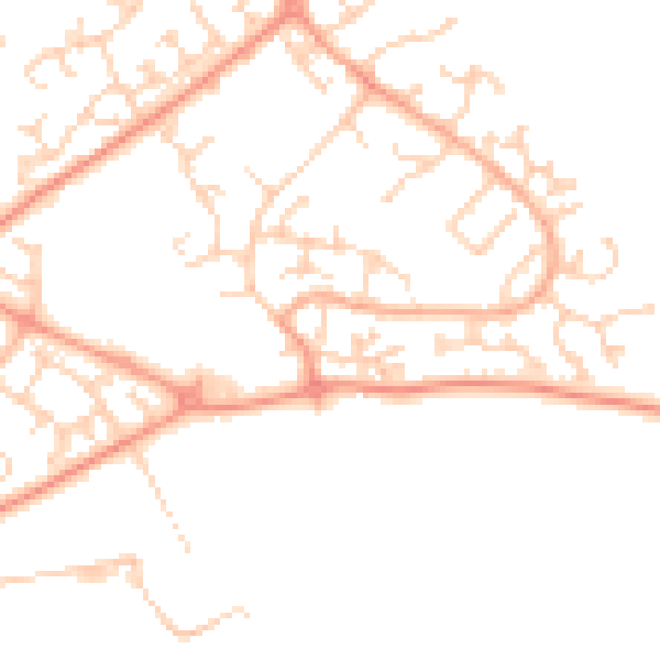 Daytime road noise heatmap for LU2 9UE