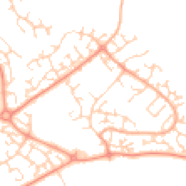 Daytime road noise heatmap for LU2 9UJ