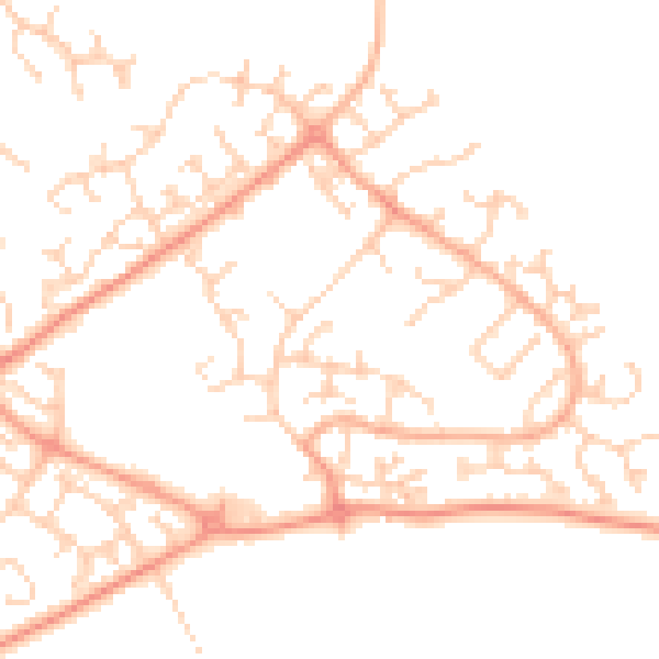 Daytime road noise heatmap for LU2 9UL