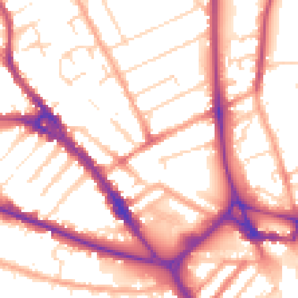 Daytime road noise heatmap for LU3 1AB