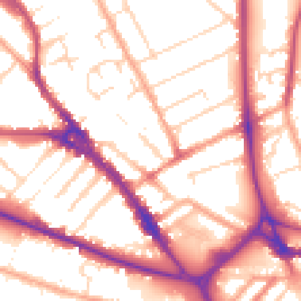 Daytime road noise heatmap for LU3 1AD