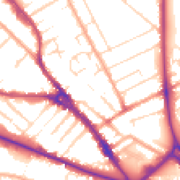 Daytime road noise heatmap for LU3 1AE