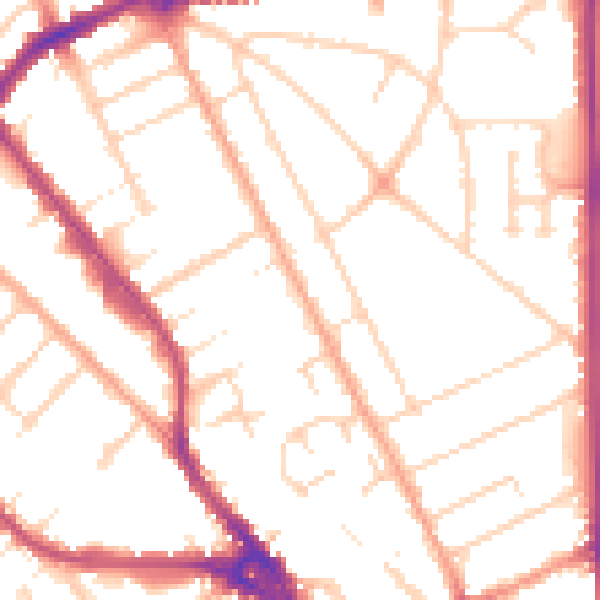Daytime road noise heatmap for LU3 1AN