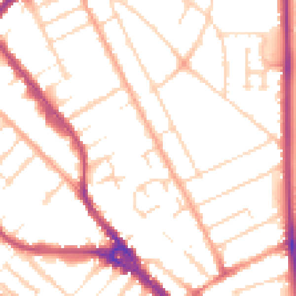 Daytime road noise heatmap for LU3 1AQ