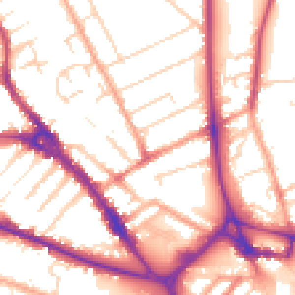 Daytime road noise heatmap for LU3 1AT