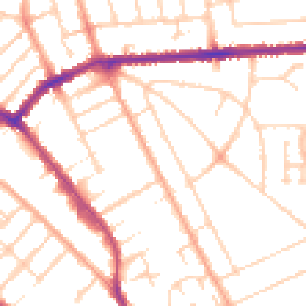 Daytime road noise heatmap for LU3 1AY