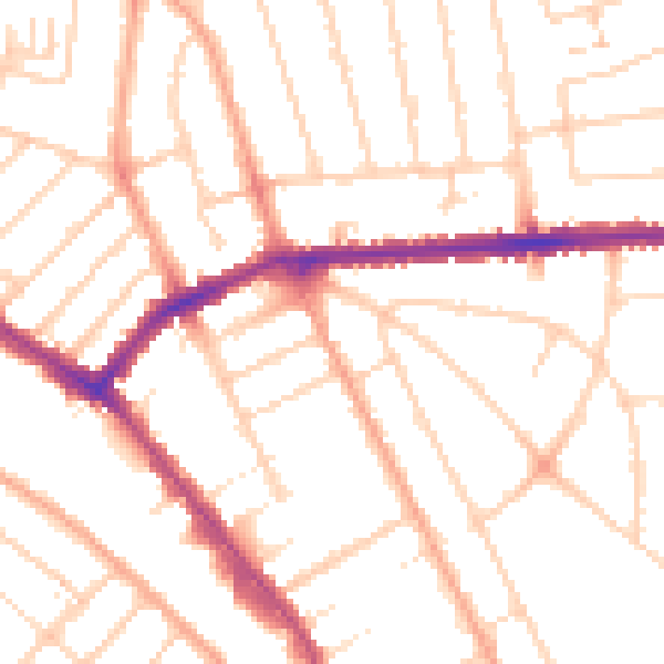 Daytime road noise heatmap for LU3 1AZ