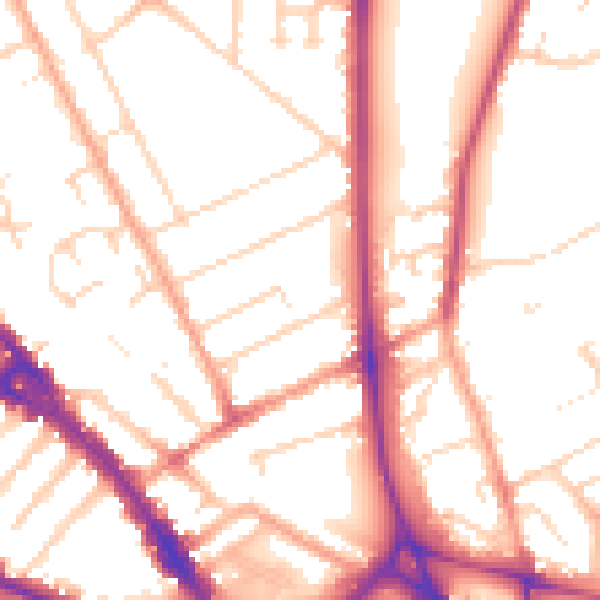 Daytime road noise heatmap for LU3 1BE