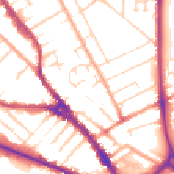 Daytime road noise heatmap for LU3 1BG
