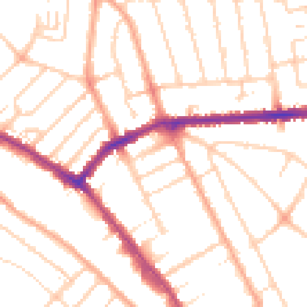 Daytime road noise heatmap for LU3 1BH