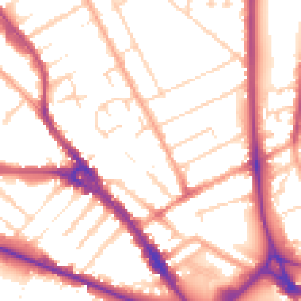 Daytime road noise heatmap for LU3 1BQ