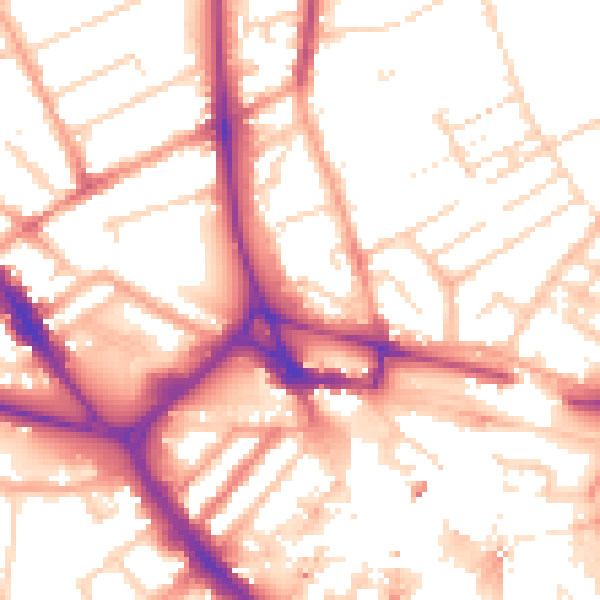 Daytime road noise heatmap for LU3 1BS