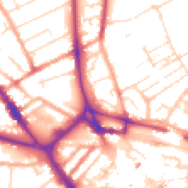 Daytime road noise heatmap for LU3 1BU