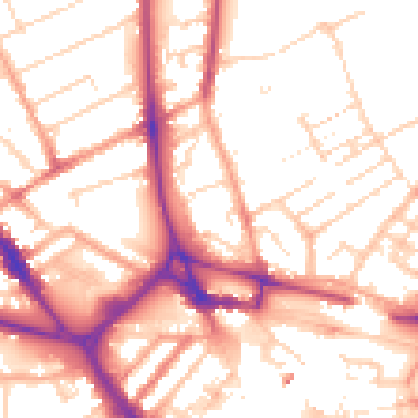 Daytime road noise heatmap for LU3 1BX
