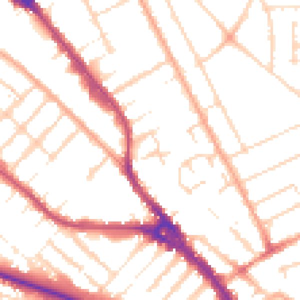Daytime road noise heatmap for LU3 1BY