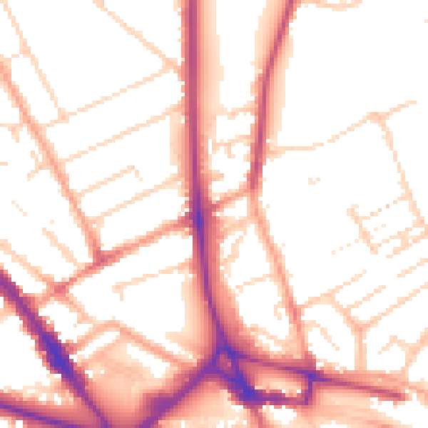 Daytime road noise heatmap for LU3 1DE